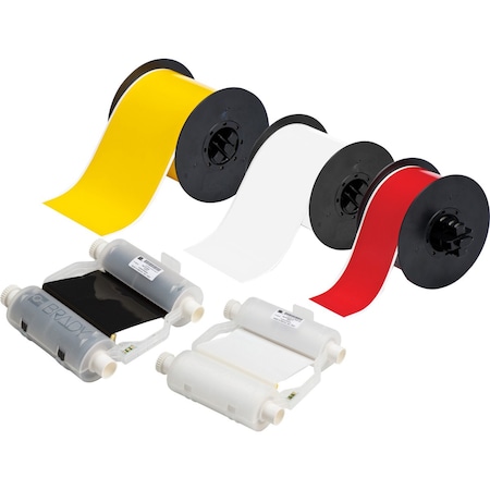 Brady B30 Series Basic Starter Supply Kit-Small, Vinyl Labels Included: Yellow, 4in White, 2.25in Red 146069
